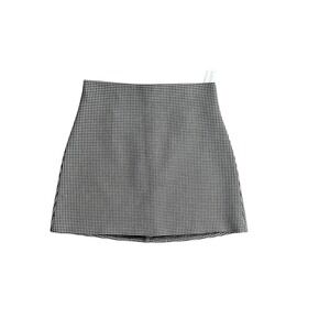 Zara Woman Houndstooth Mini Skirt, Checkered, Black and White, Size M